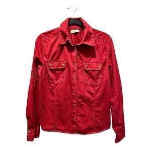Vintage‎ i.e. Relaxed Rust Red Button Up Top Size L Western Cowgirl